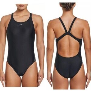 Nike Black One Piece Swimsuit Small Logo Fastback